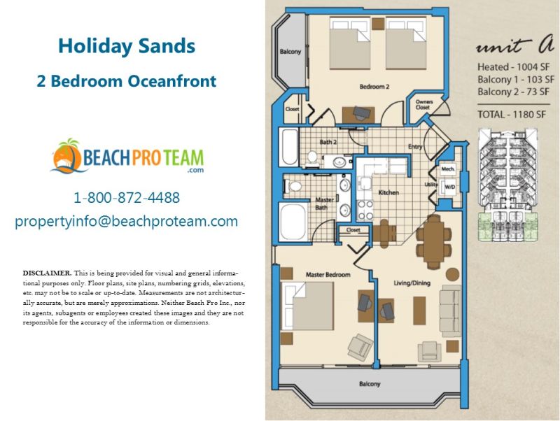 Holiday Sands Floor Plan A - 2 Bedroom Oceanfront